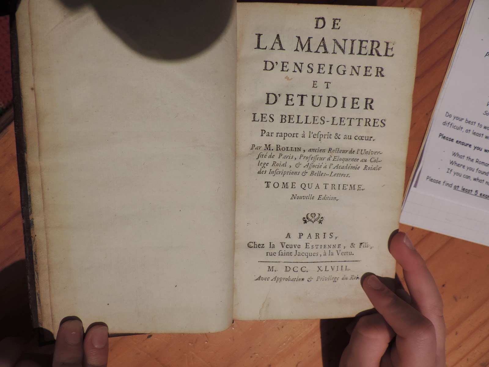 antique french book paris 1748 with secret cut out compartment