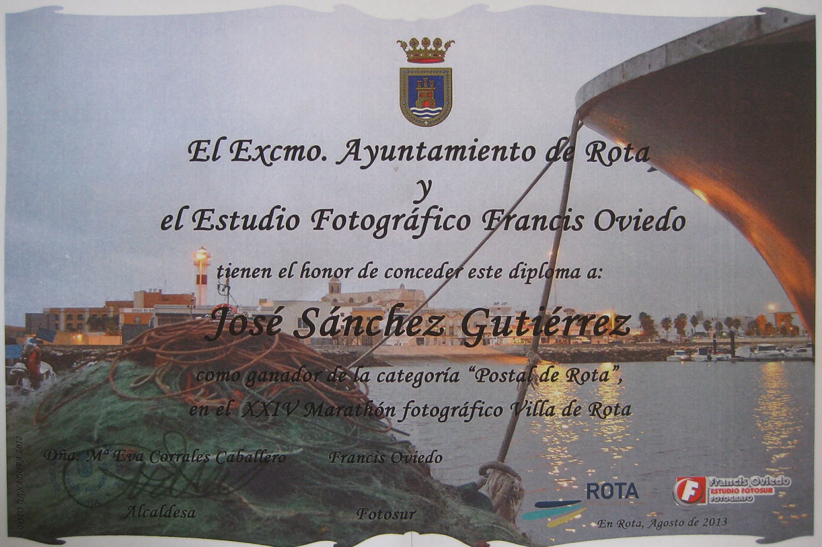 Diploma ganador Marathón Fotográfico 2013