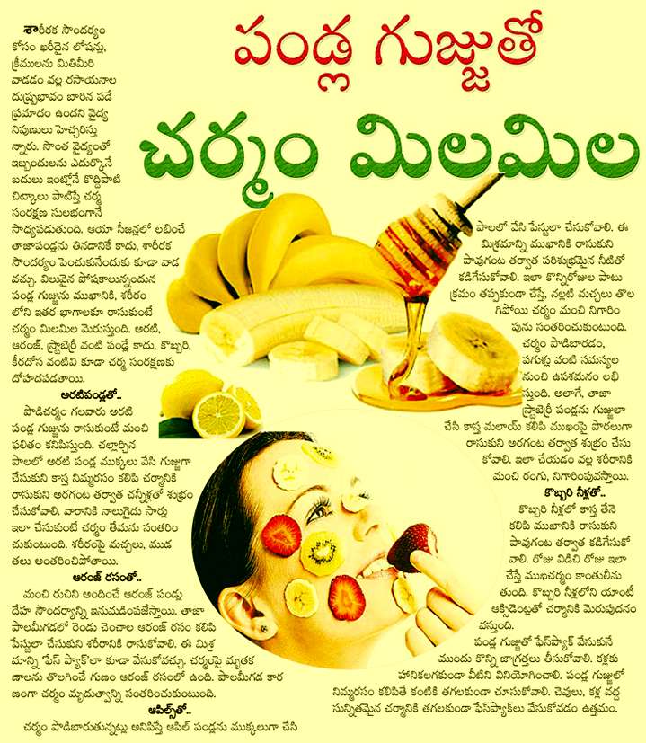 TELUGU WEB WORLD SHINY SKIN WITH FRUITS PACK BEAUTY SKIN TIPS IN