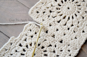 Neutral Granny Square Scarf by Over The Apple Tree