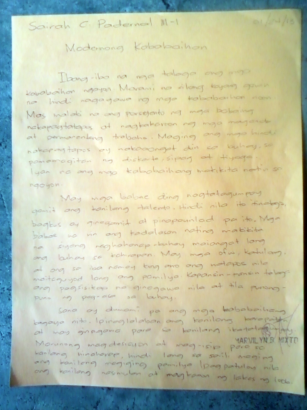 Sairah C. Padernal III1 Pagsulat ng Sanaysay ( Gawaing Indibidwal )