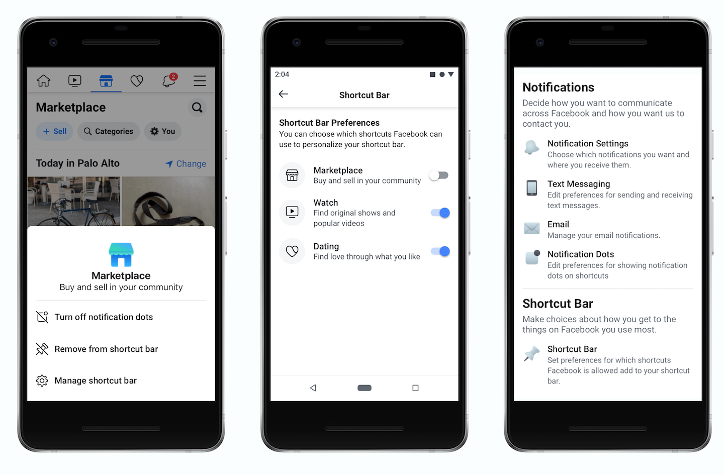 Facebook Introduces New Shortcut Bar Settings