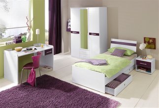 Dormitorios en verde blanco y morado - Ideas para decorar dormitorios