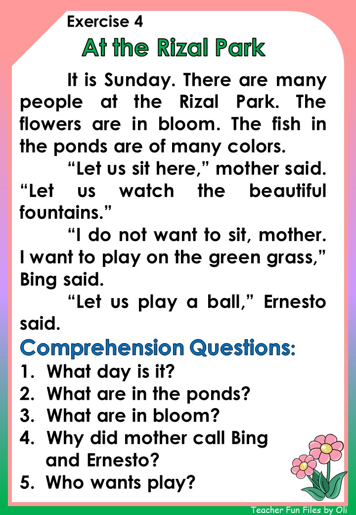 Teacher Fun Files: Reading Passages with Comprehension Questions