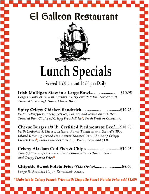 Catalina Island Hot Spots Catalina Island Lunch Specials EL GALLEON