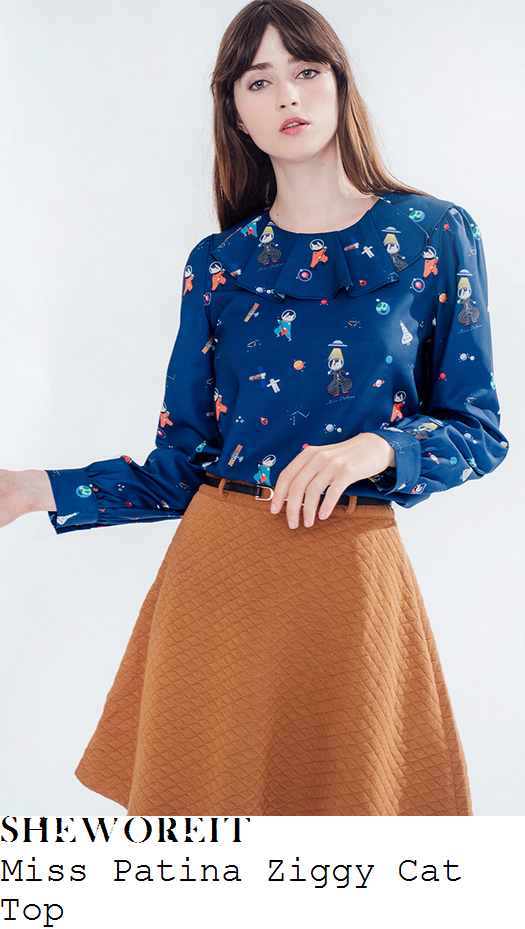 fearne-cotton-miss-patina-ziggy-navy-blue-orange-and-multicoloured-cat-astronaut-space-print-long-sleeve-ruffle-detail-top