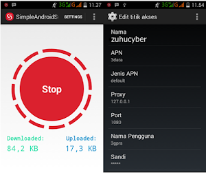 Trik Internet Gratis Telkomsel Simpati As 3 Aon XL Android Menggunakan Simple Server