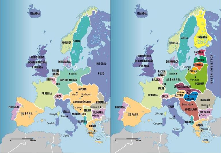 Mapa de europa despues de la primera guerra mundial
