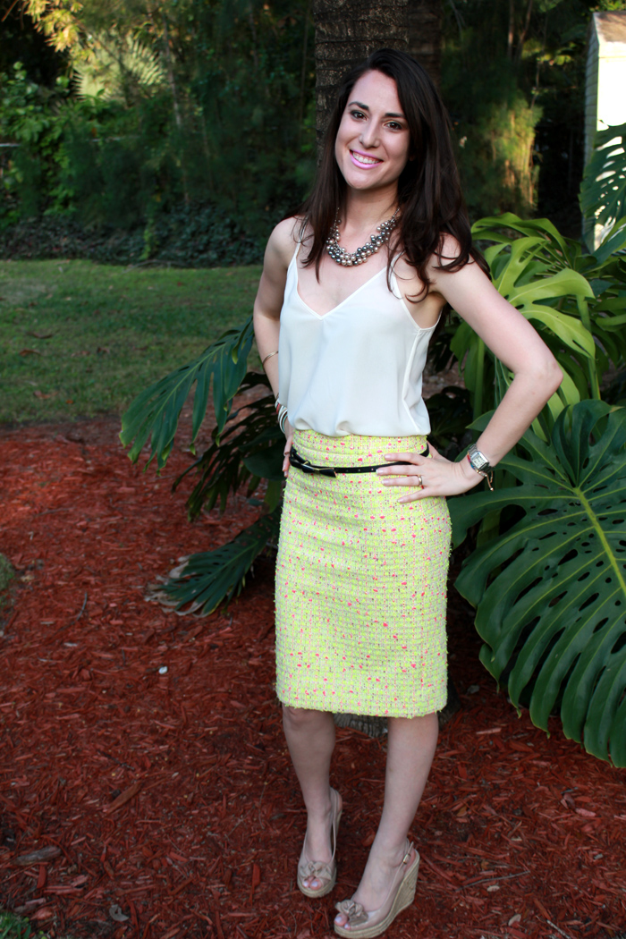 Miami Blogger: OOTD: J.Crew No. 2 Neon Tweed Pencil Skirt + Stella ...