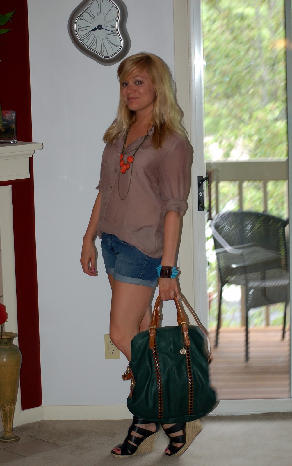 wedges with jean shorts