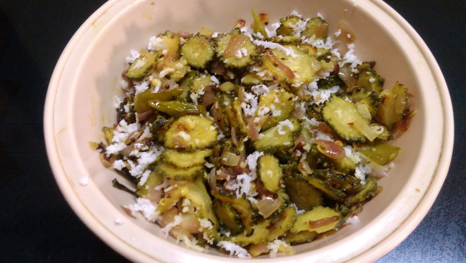 Kalai's Tamil Kitchen Bitter gourd (Pavakkaai) poriyal