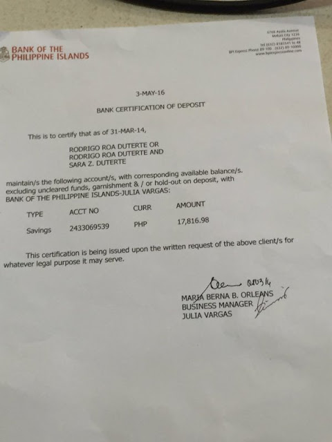 bank certification letter bpi rodrigo duterte shows bpi bank balances wazzup pilipinas bank certification letter bpi rodrigo duterte shows bpi bank balances wazzup pilipinas
