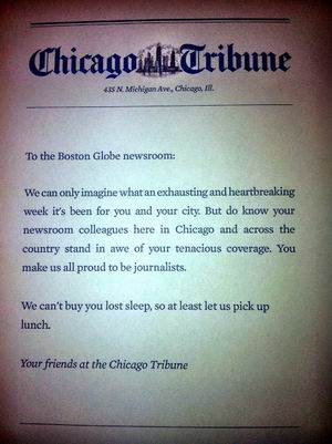 Actos amables - Las pizzas del Chicago Tribune al Boston Globe