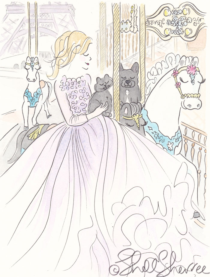 Violet and the Paris Carousel Fashion & Fluffballs Illustration © Shell Sherree
