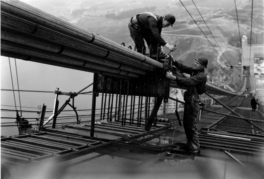 Construction of the Golden Gate Bridge from 1933-1937 