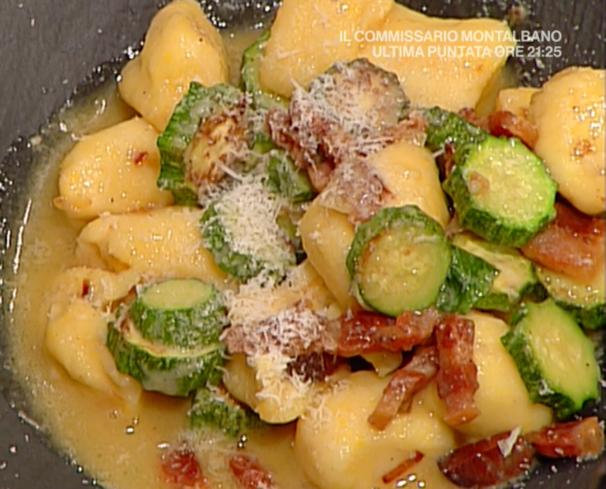 Gnocchi con zucchine, guanciale e pecorino