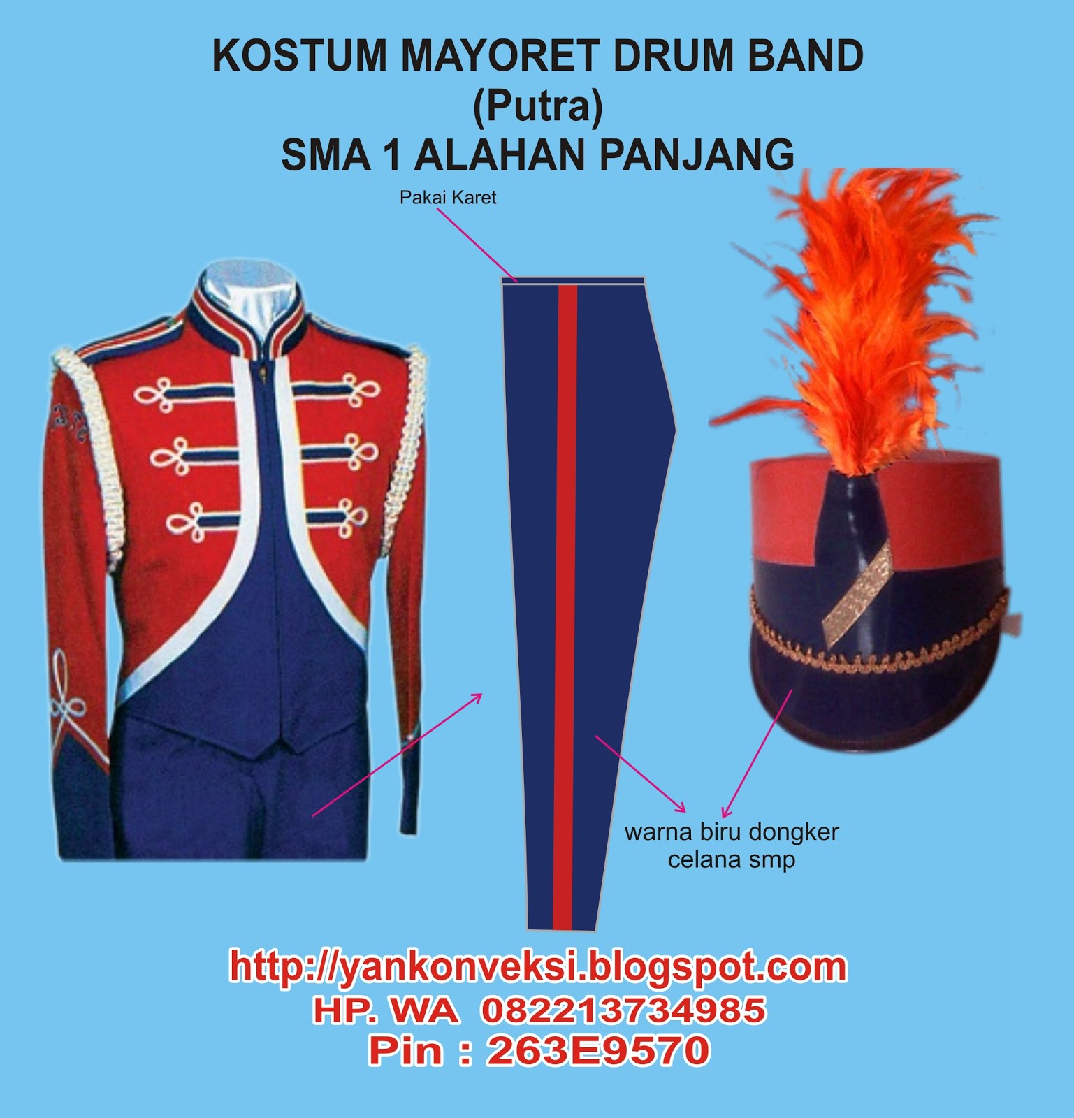 KOSTUM MAYORET DRUM BAND PESANAN SMA 1 ALAHAN PANJANG