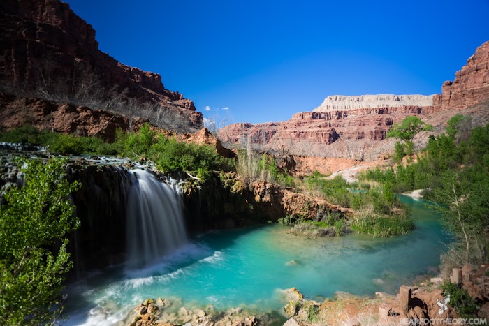 Navajo Falls is directly below Fifty Foot Falls deeper than Fifty Foot