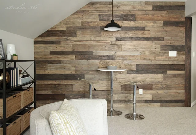 industrial wood wall with table