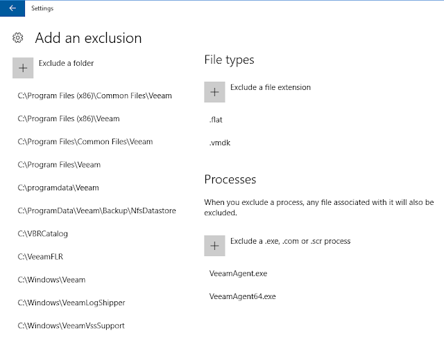Veeam Backup: Exclusiones antivirus Windows Defender con PowerShell