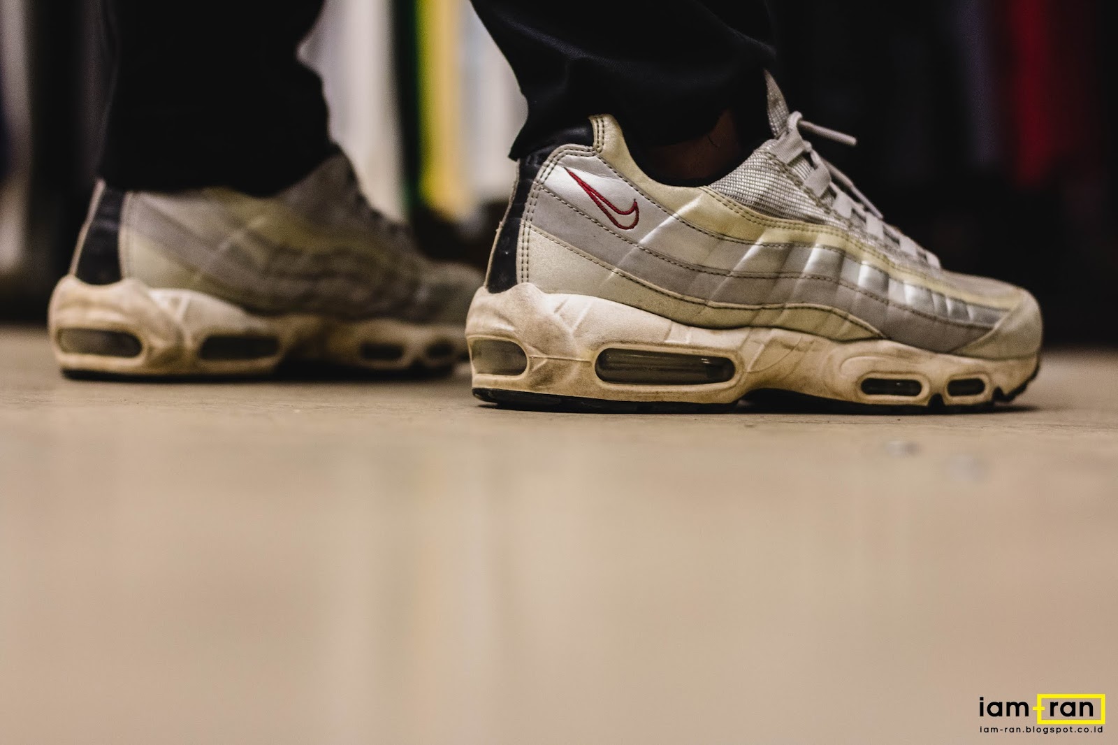 air max 95 silver bullet on feet