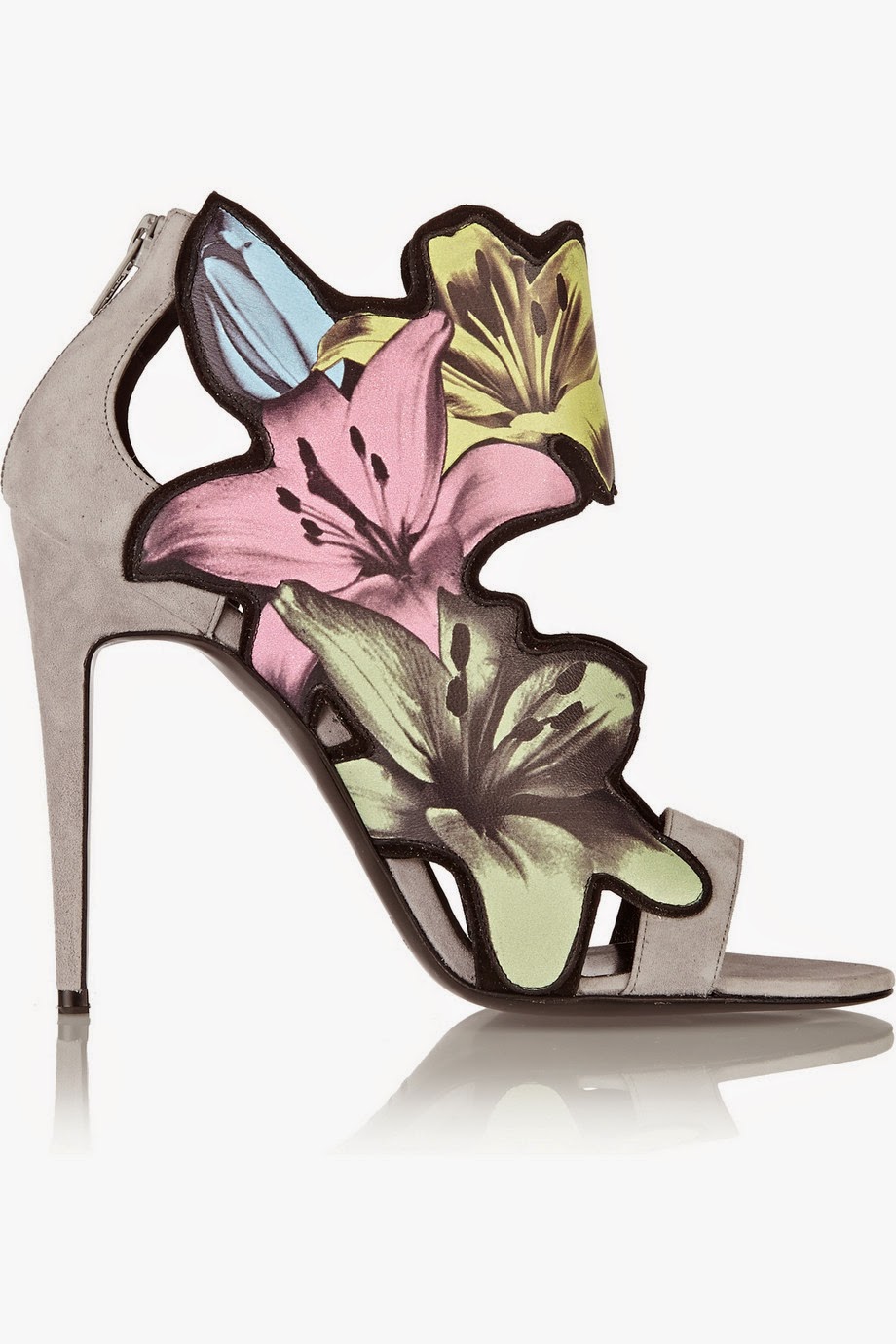 PIERRE HARDY Grey suede flower appliqué sandals