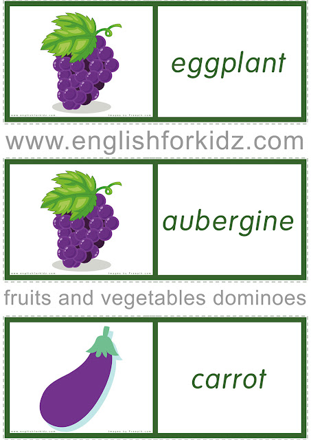 English worksheets - fruits and vegetables dominoes game