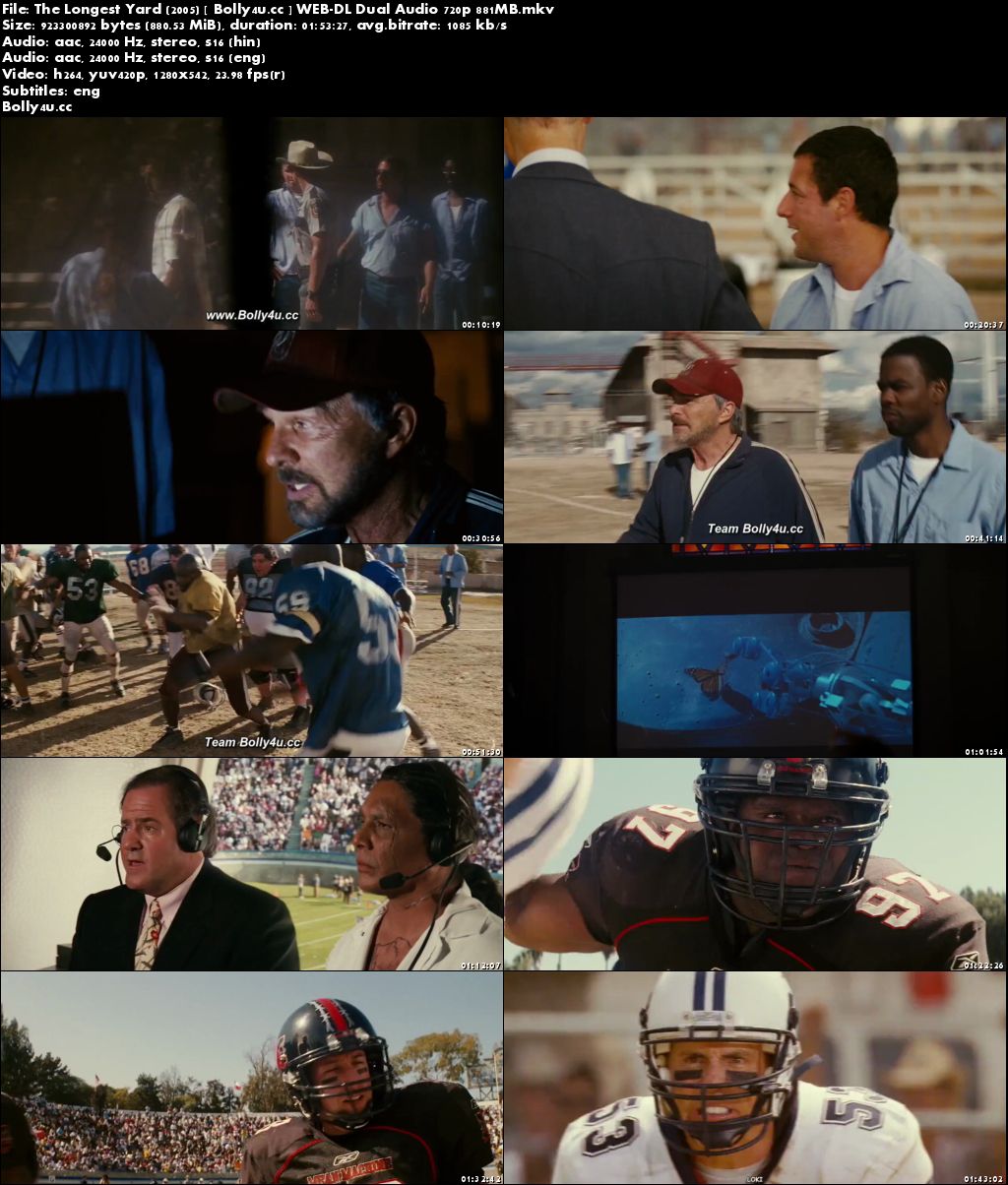 The Longest Yard 2005 WEB-DL 850MB Hindi Dual Audio 720p Download