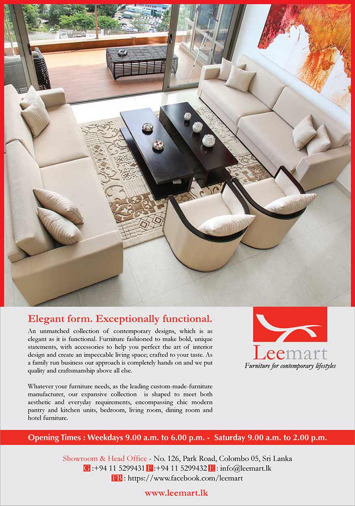 Leemart Holdings embraces the mission to be the most preferred destination for high-end contemporary home furnishings. Our comprehensive collection span from modern pantry & kitchen units, bedroom, living room, dining room & hotel furniture.  Our service minded sales staff and highly lauded design team are geared towards making your home furnishing experience unique and unforgettable. With our emphasis on understanding the needs of each one of our clients and catering to those needs, Leemart is one of the few leading custom made furniture manufacturers in Sri Lanka.  Additionally, Leemart extends their service by offering services such as project development, consultations on interior designing that are geared specifically towards facilitating the needs of our customers.  We invite you to stop by Leemart showroom & head office or call our sales staff in order to see how Leemart could assist you with your home furnishings.