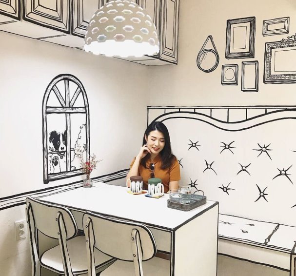 Kerennya Kafe Bertema Sketsa di Korea Selatan