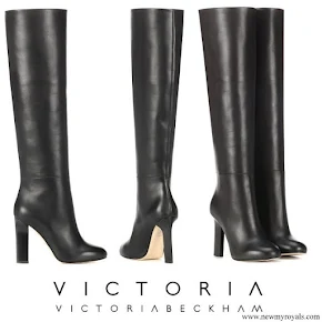 Meghan Markle wore Victoria Beckham black leather knee-high heel boots