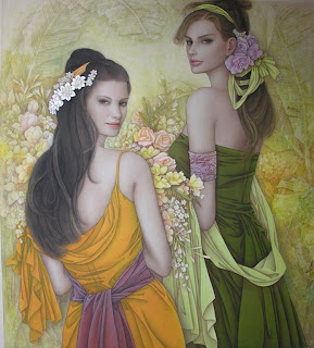 mujeres entre flores