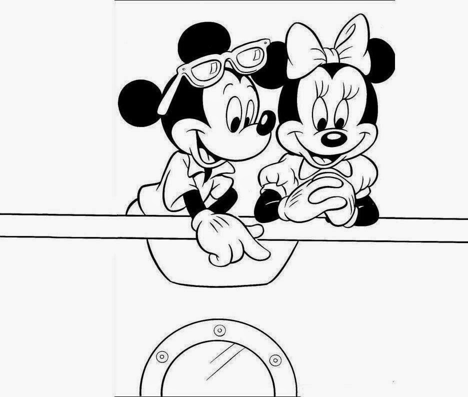 Disney Beautiful Lovely Couple Mickey Mouse And Minnie Mouse Coloring Drawing Free wallpaper