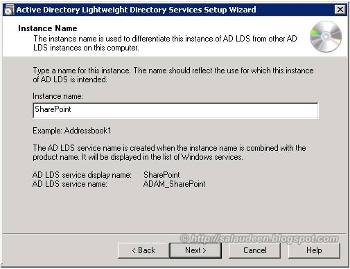 Name AD LDS instance Name AD LDS instance