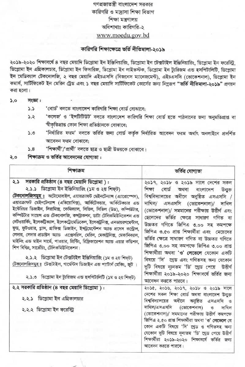 Polytechnic Admission 2019 - diploma in engineering admission 2019