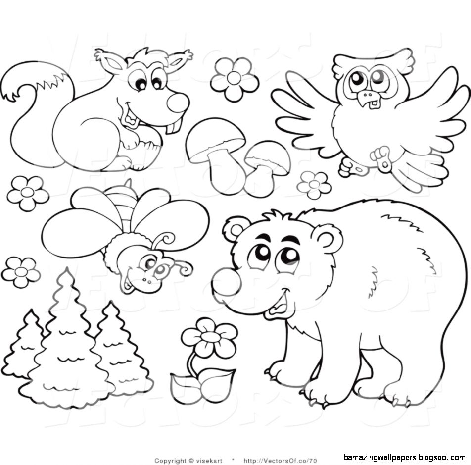 forest animals clipart black and white - photo #2