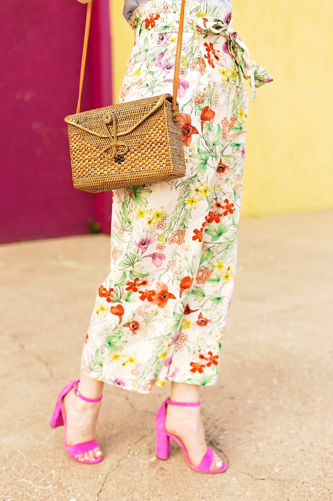 Floral High Waisted Zara Pants - Pretty in Pink Megan