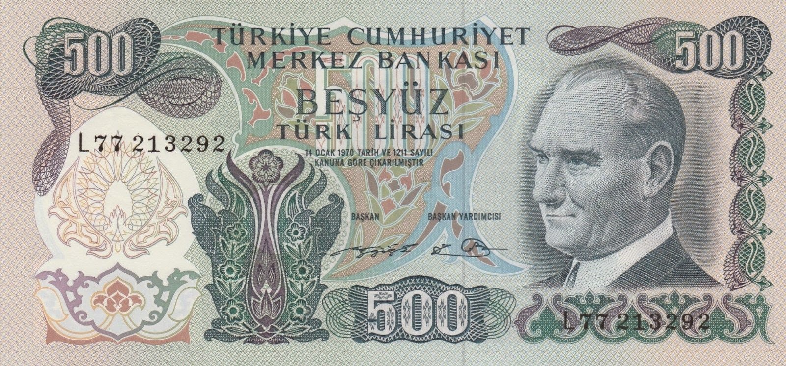 Turkey 500 Lirasi banknote 1970World Banknotes & Coins Pictures Old