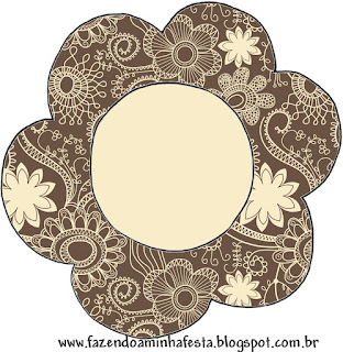 Tarjeta con forma de Flor de Floral en Beige y Marrón.