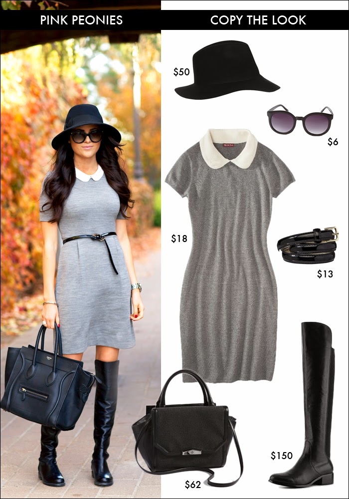 copy pink peonies look, peter pan collar dress, peter pan collar, fedora, how to wear fedora, fashion, style, forever21 sunglasses, target dresses, over the knee boots, how to wear over the knee boots