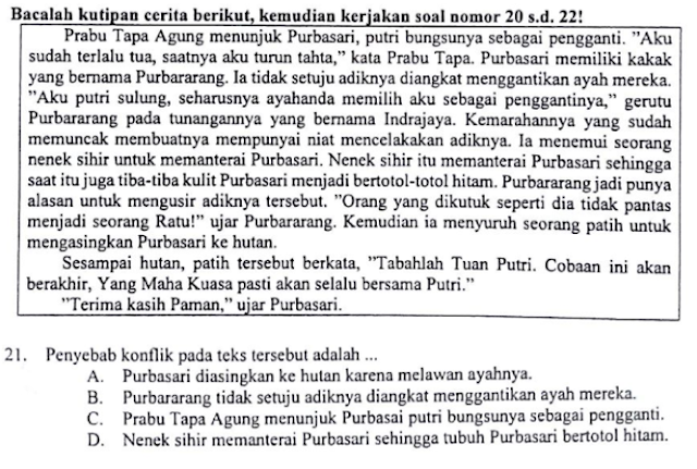 CONTOH SOAL MENENTUKAN PENYEBAB KONFLIK DALAM CERITA DAN PEMBAHASAN: SOAL  UN BAHASA INDONESIA SMP/MTs. TAHUN 2018 ~ ZUHRI INDONESIA