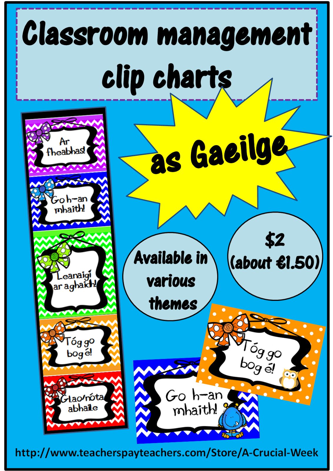 A Crucial Week Classroom management clip charts AS GAEILGE