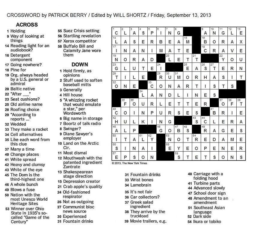 The New York Times Crossword in Gothic 09.13.13 - Crater Creator.
