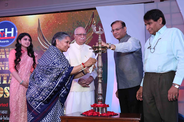 Savitri Devi Jindal,Srishti Rai Jindal,Shri L k Advani,Jayant Sinha, Suresh Prabhi (L to R) lighting the lamp for 3rd Travel and Hospitality award show Savitri Devi Jindal,Srishti Rai Jindal,Shri L k Advani,Jayant Sinha, Suresh Prabhi (L to R) lighting the lamp for 3rd Travel and Hospitality award show