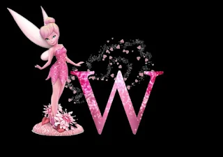 Abecedario con Tinker Bell en Rosa. Pink Tinker Bell Alphabet.