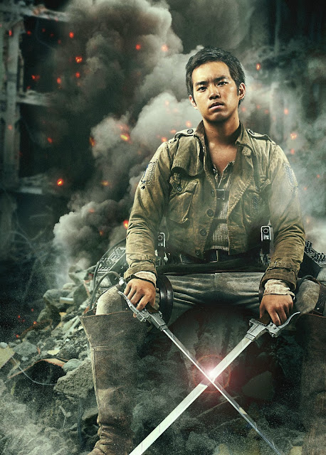 Plakat z filmu Attack on Titan na którym jest Takahiro Miura jako Jean Kirschtein