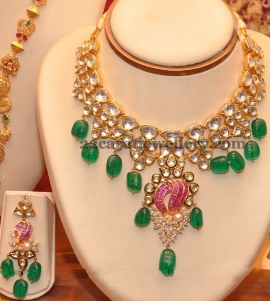 Latest Kundan Set with Drops - Jewellery Designs