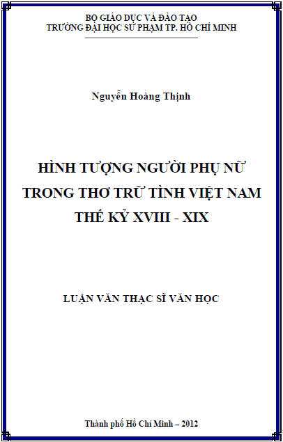 Hình tượng người phụ nữ trong thơ trữ tình Việt Nam thế kỷ XVIII – XIX
