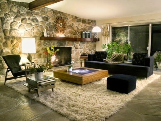 LED wall lights, living room with original decor