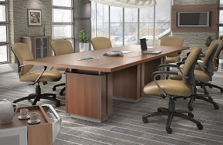 Powered Conference Table and Modern Chairs